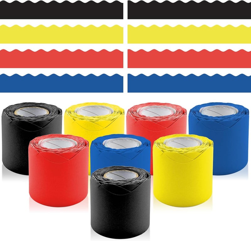 DASTTUIS 8 Rolls 262.4 Ft Bright Bulletin Board Borders Set - Decorations for Office, School Classroom Decor, Teachers & Home DIY - Posters & Birthday Parties - Board Trim （Classic Color） - Image 1